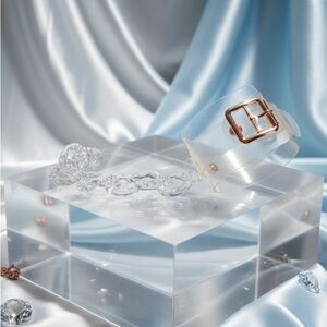 Clear Acrylic Handcuff Bracelet with Gold Buckle